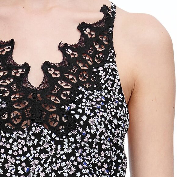 Rebecca Taylor Sleeveless Pop Flower Sleeveless Slip Dress Black Silk Size 6 - Picture 2 of 12